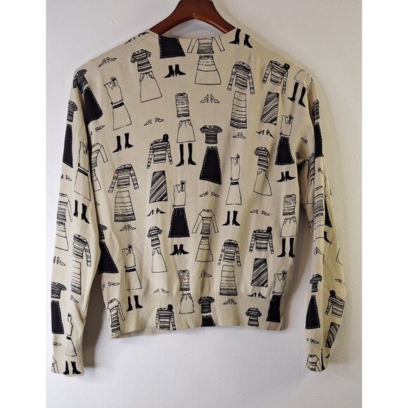 OLIVER PERRY Silk Blend Women's Cardigan Sz L All Over Fashion Print Button Up - Picture 2 of 9